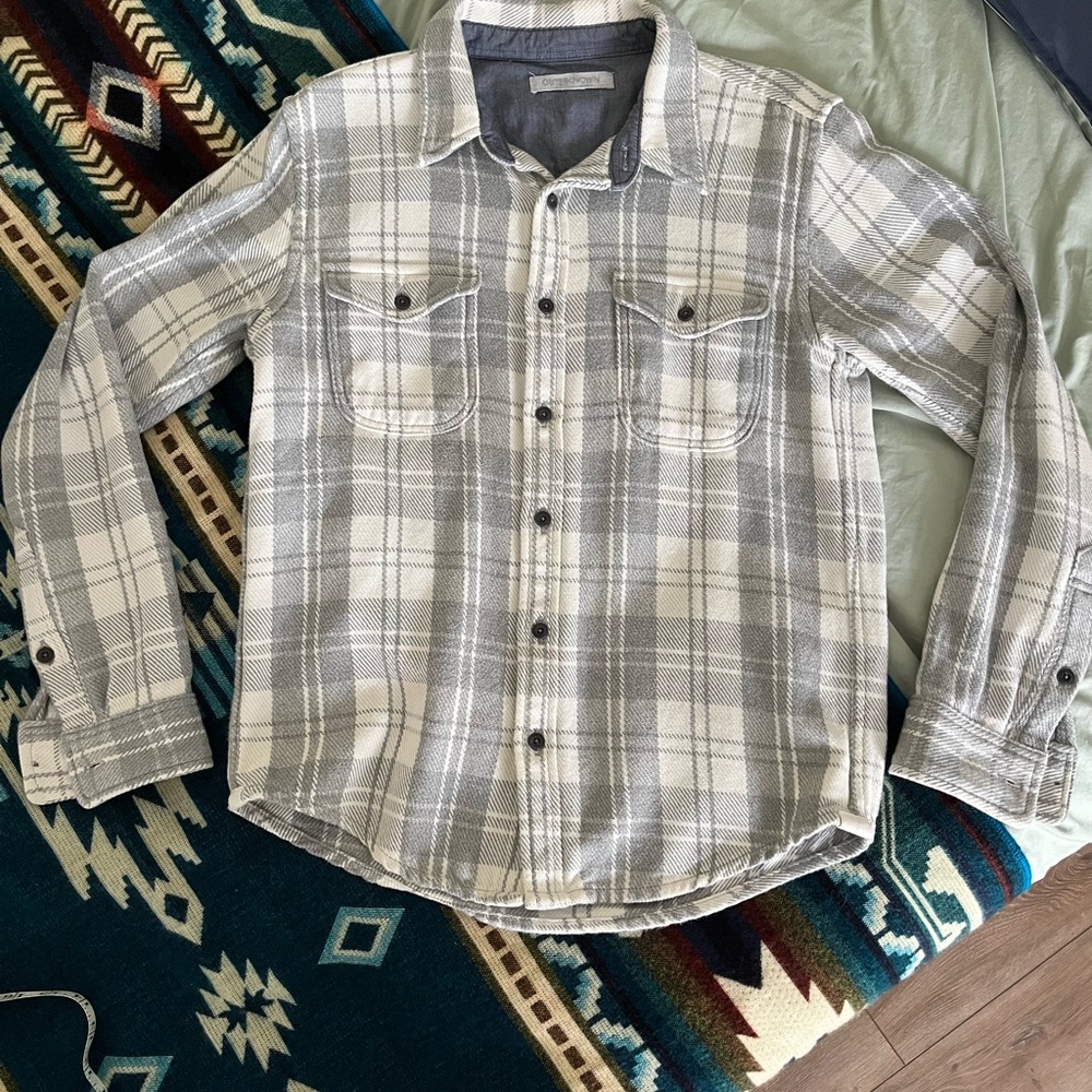 Outerknown Blanket Shirt Gray Plaid Long Sleeve Shirt